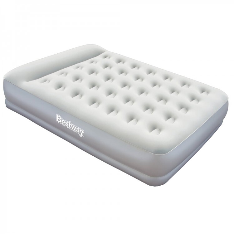 Кровать надувная Bestway 2 местн. Флок, (встр. эл.насос) 67459 серый 203х152х38см