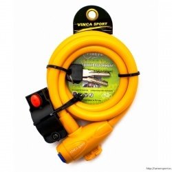 Замок велосипедный (D12mm) Vinca Sport VS 582 желтый 1,2м