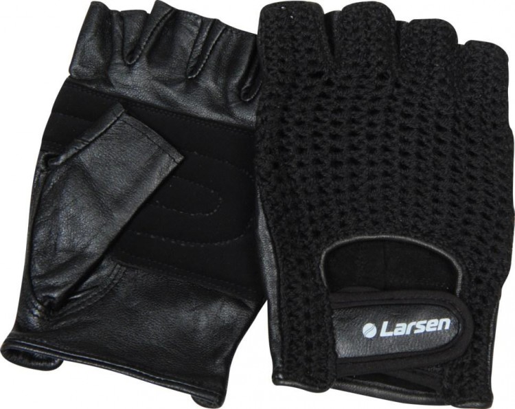 Перчатки для т/а и фитнеса (нат.кожа) Larsen NT503 черный L