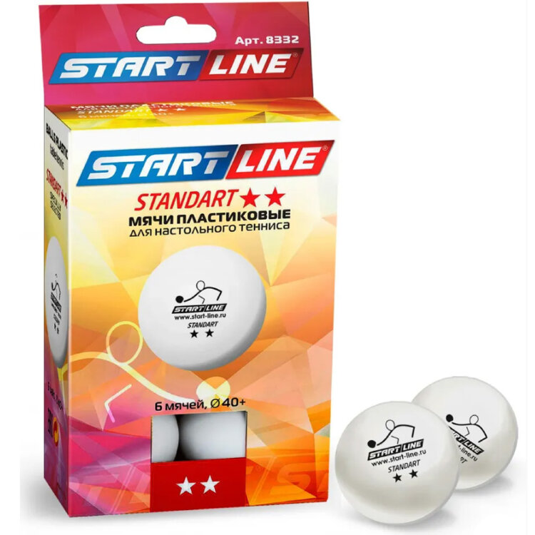 Мячи Start line Standart 2* New (6 шт, бел.)
