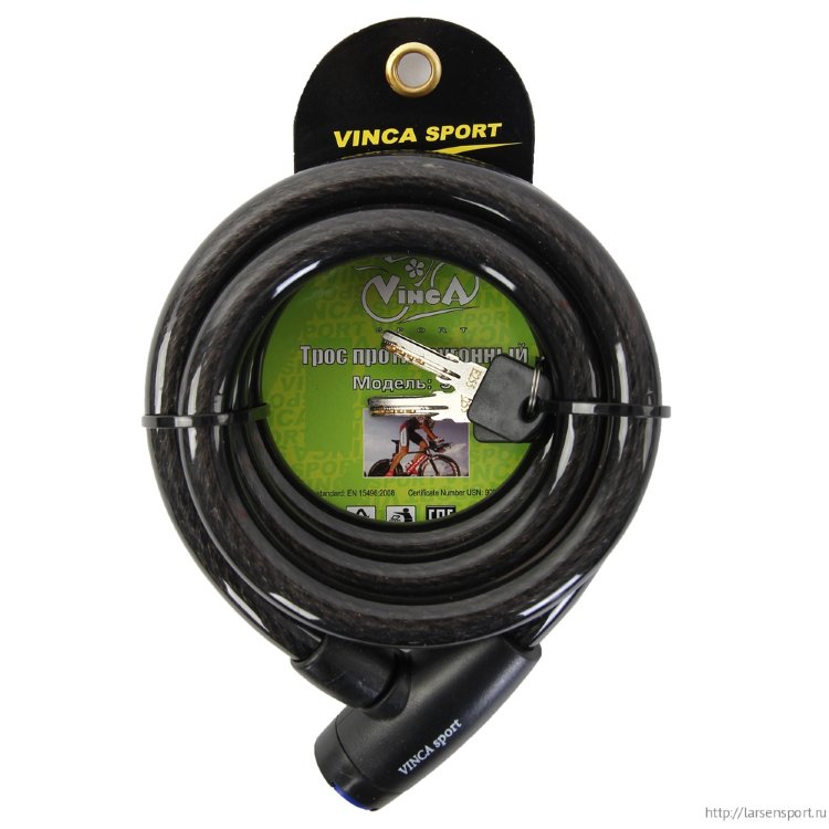Замок велосипедный (D15mm) Vinca Sport VS 577 (1) черный 1,5м