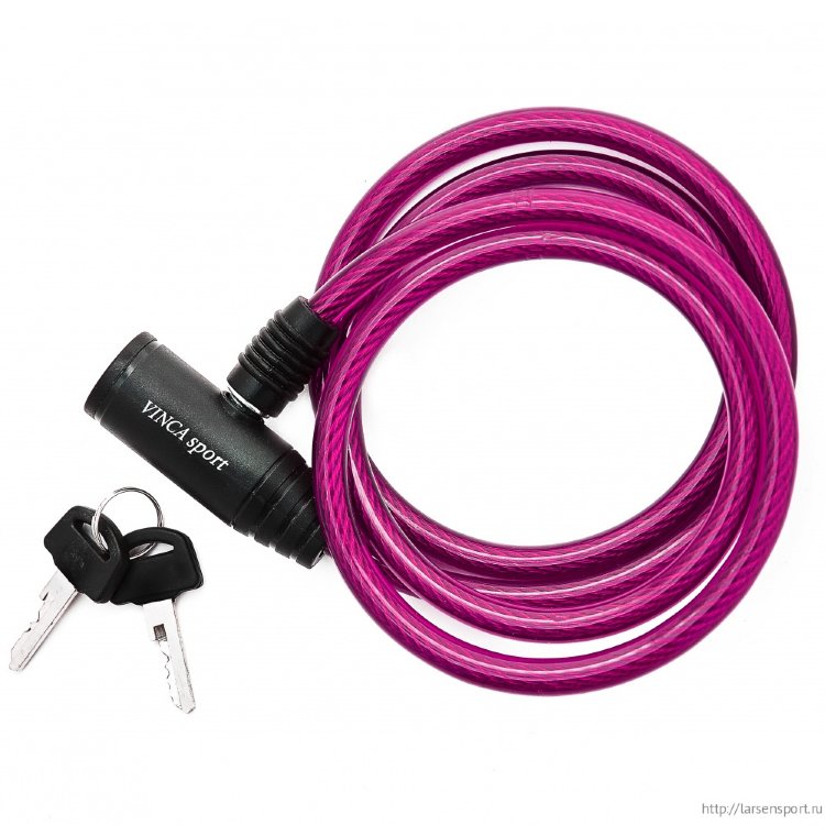 Замок велосипедный (D8mm) Vinca Sport VS 102.102 розовый 1,2м