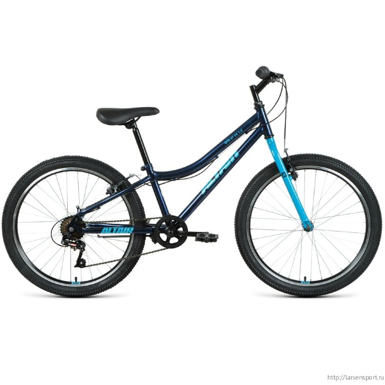 Велосипед ALTAIR MTB HT 24 1.0 (24" 6 ск. рост 12") 2020-2021, темно-синий/мятный