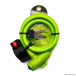 Замок велосипедный (D12mm) Vinca Sport VS 588 зеленый 1,2м