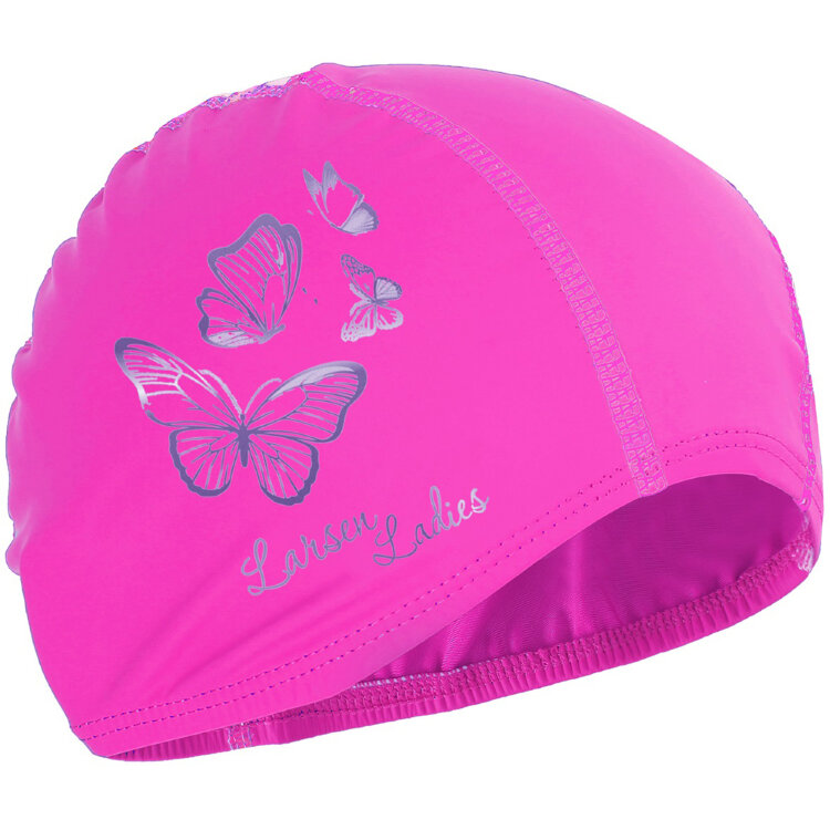 Шапочка плавательная Larsen 3059 Butterfly, эластан, rose pink