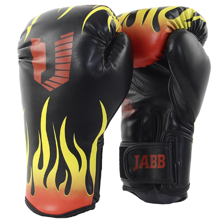 Перчатки бокс.(иск.кожа) Jabb JE-4077/Asia 77 Fire черный 8ун.