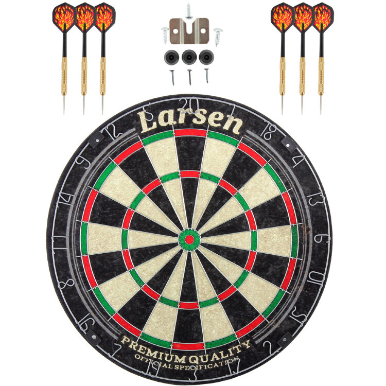 Набор для игры в дартс (мишень Larsen DG51004, сизаль, 45 см + 6 дротиков Larsen DG81016 латунь 18 г