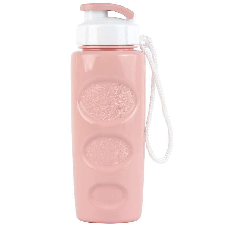 КК0030 Бутылка для воды "HEALTH and FITNESS" со шнурком, 500 ml., anatomic, бледно-розовый