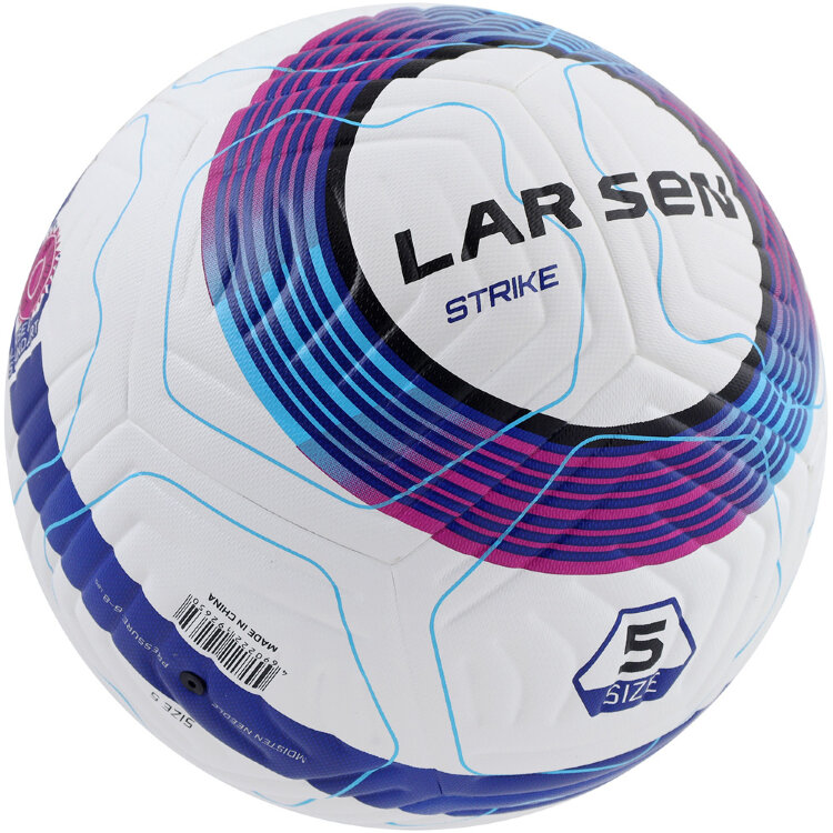 Мяч футбольный Larsen Strike white/blue, р5, пу