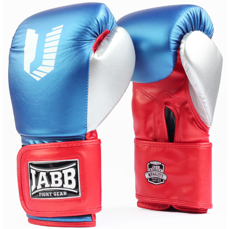Перчатки бокс.(иск.кожа) Jabb JE-4081/US Ring синий/красный/серебро 14ун.